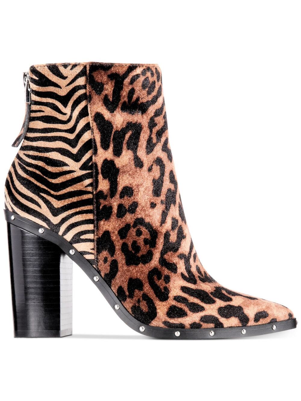 Aldo Brown Tiger Leopard Studded Ibalenna Pointed Toe Block Heel Size 6 Booties